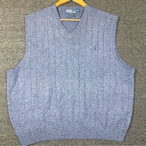 Polo Ralph Lauren Blue Lmbs Wool V-Neck Sweater Vest, Men’s XXL